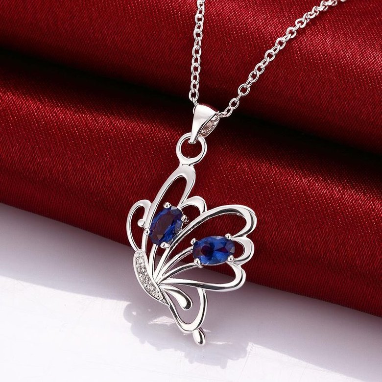 Wholesale Romantic Silver Insect Glass Necklace TGSPN738 3