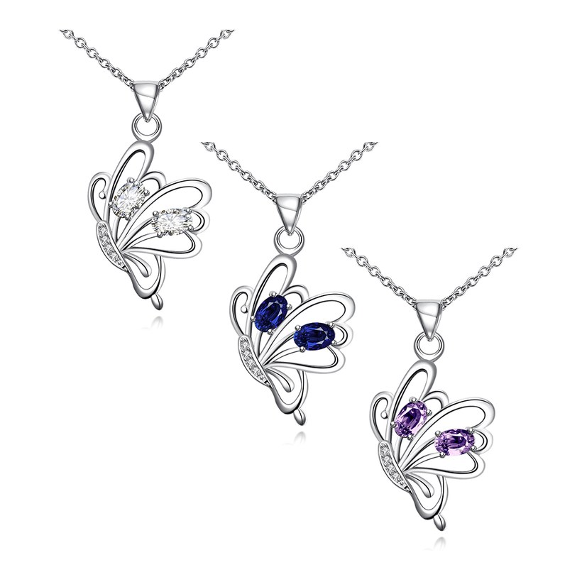 Wholesale Romantic Silver Insect Glass Necklace TGSPN738 5