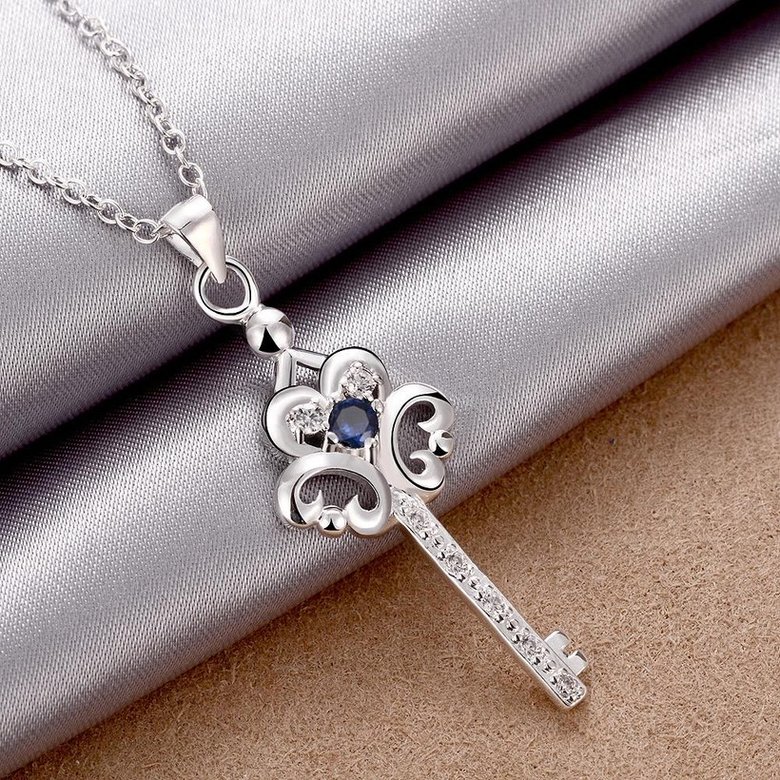 Wholesale Trendy Silver Key Glass Necklace TGSPN747 0