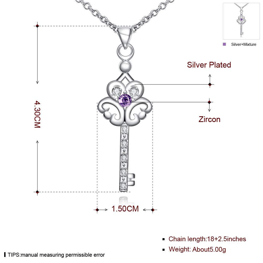 Wholesale Trendy Silver Key Glass Necklace TGSPN747 3