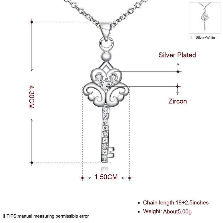 Wholesale Trendy Silver Key Glass Necklace TGSPN747 4