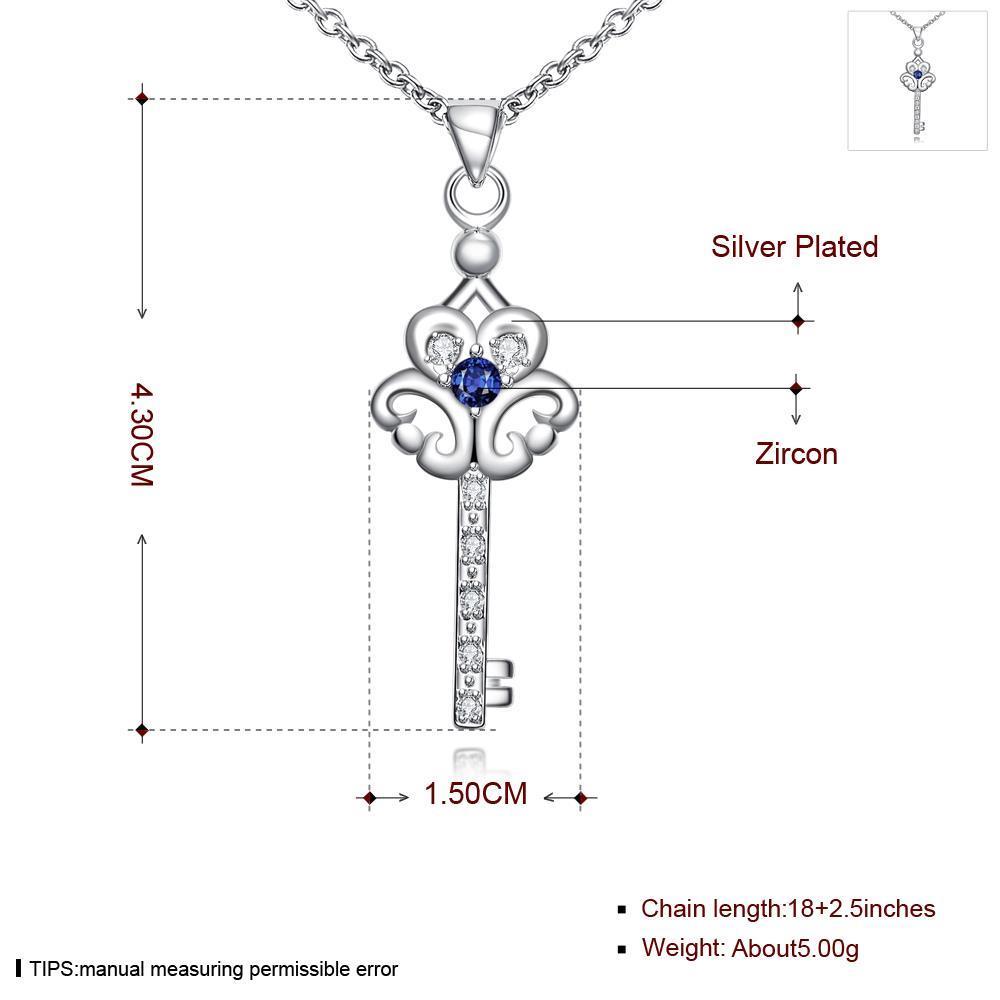 Wholesale Trendy Silver Key Glass Necklace TGSPN747 5