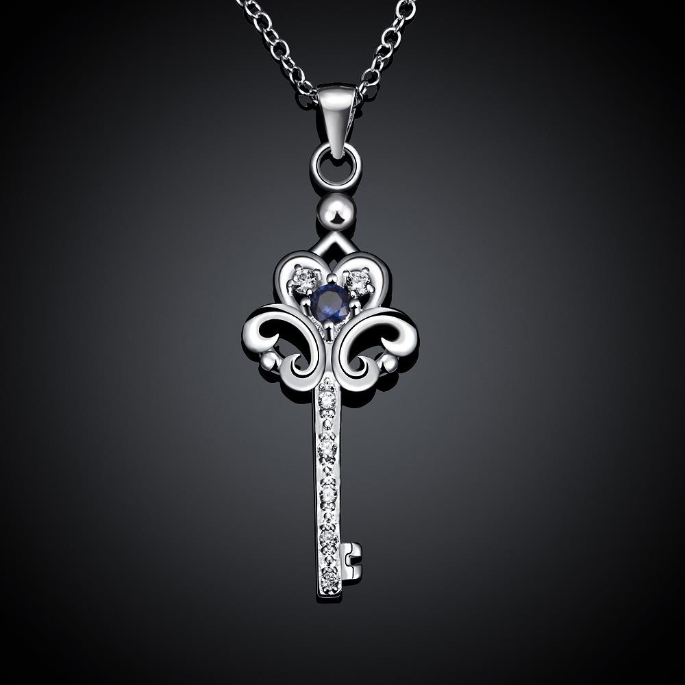 Wholesale Trendy Silver Key Glass Necklace TGSPN747 6
