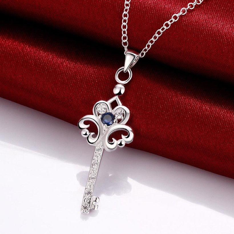 Wholesale Trendy Silver Key Glass Necklace TGSPN747 7