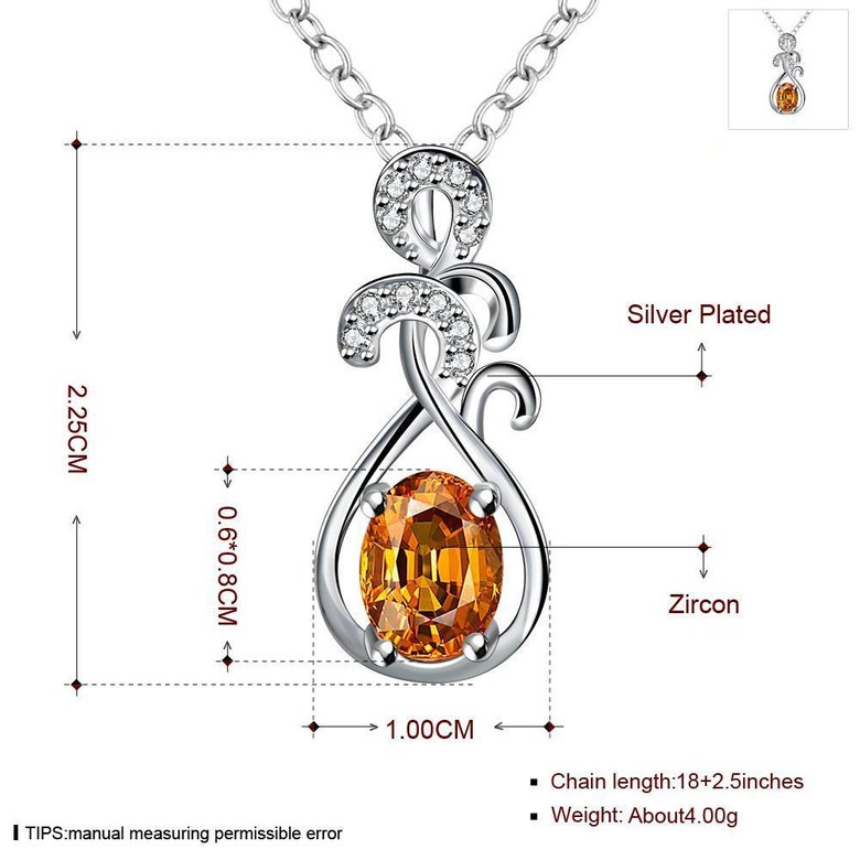 Wholesale Romantic Silver Water Drop CZ Necklace TGSPN759 0