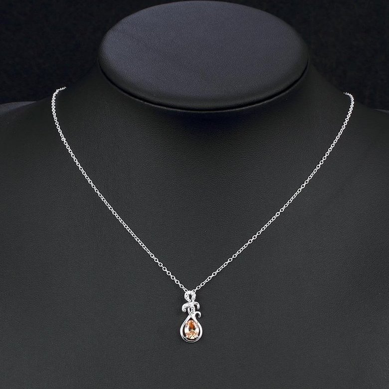 Wholesale Romantic Silver Water Drop CZ Necklace TGSPN759 3