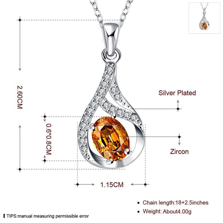Wholesale Trendy Silver Water Drop CZ Necklace TGSPN762 0