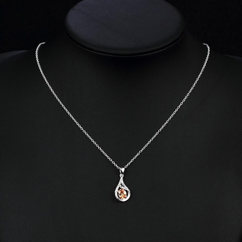 Wholesale Trendy Silver Water Drop CZ Necklace TGSPN762 4
