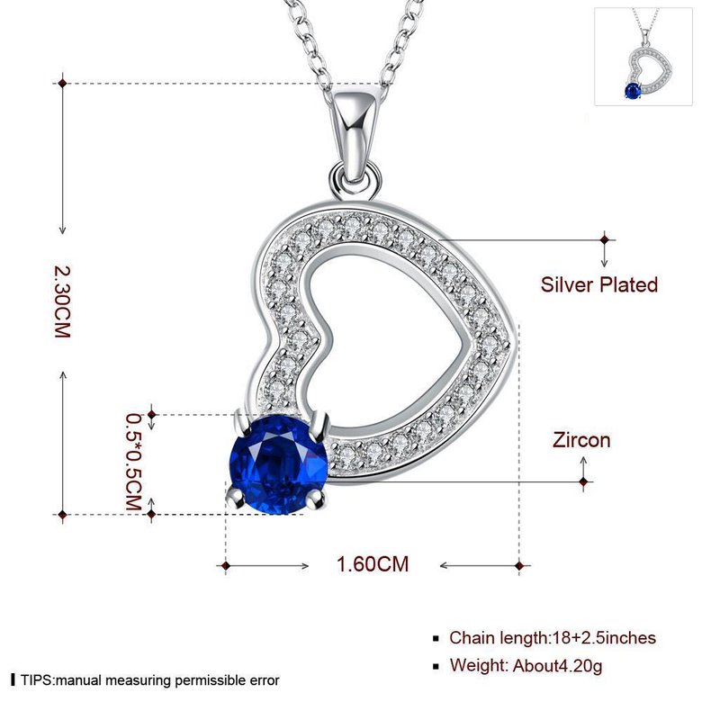 Wholesale Trendy Silver Heart CZ Necklace TGSPN765 1