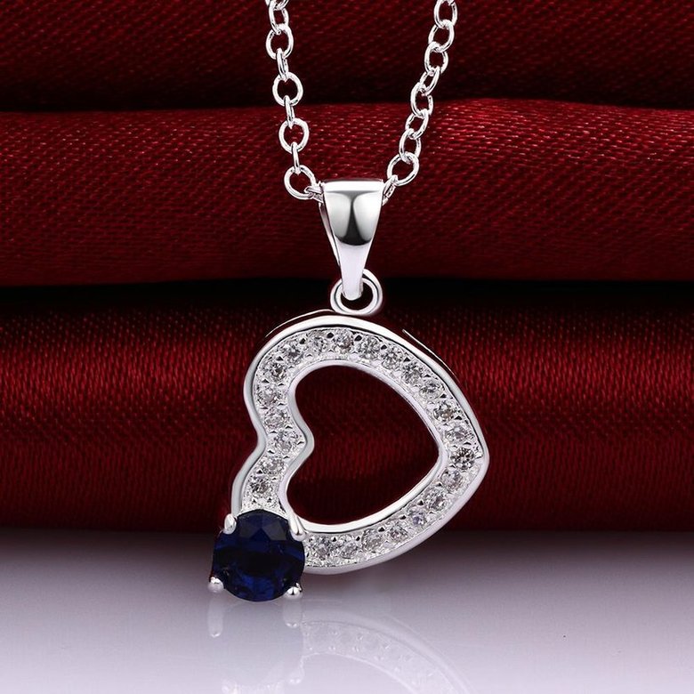 Wholesale Trendy Silver Heart CZ Necklace TGSPN765 2