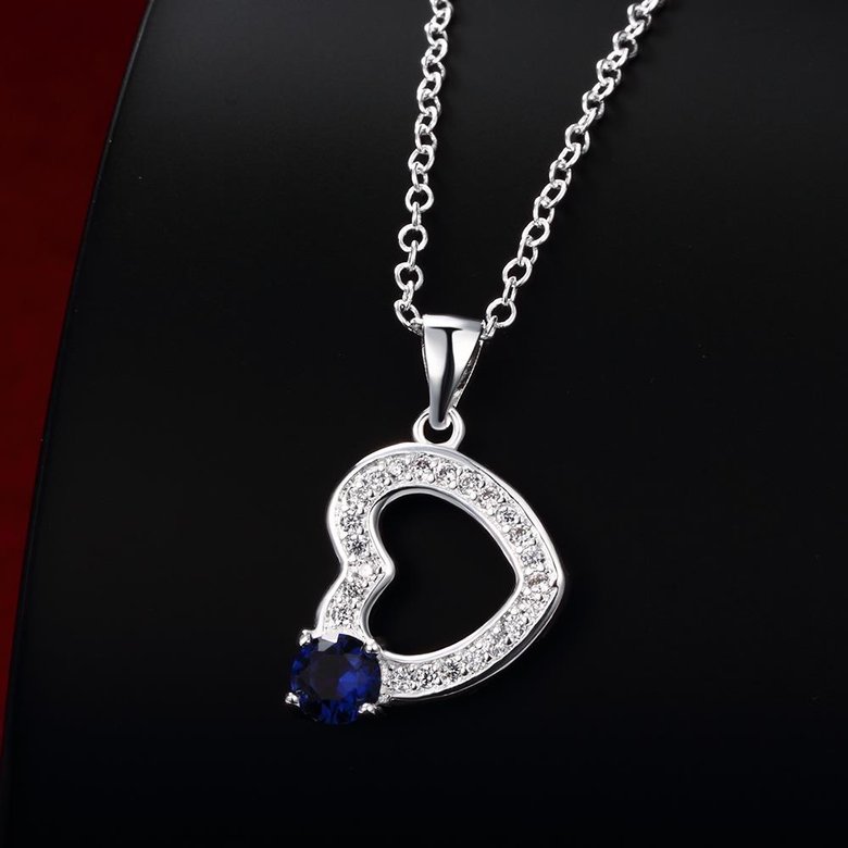 Wholesale Trendy Silver Heart CZ Necklace TGSPN765 3