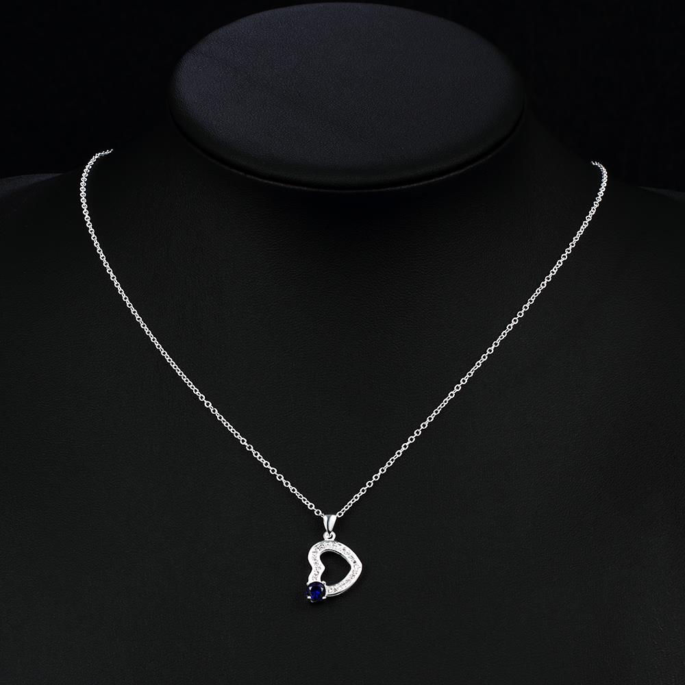 Wholesale Trendy Silver Heart CZ Necklace TGSPN765 4