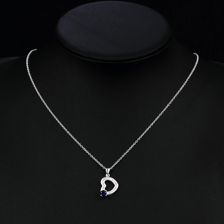 Wholesale Trendy Silver Heart CZ Necklace TGSPN765 4