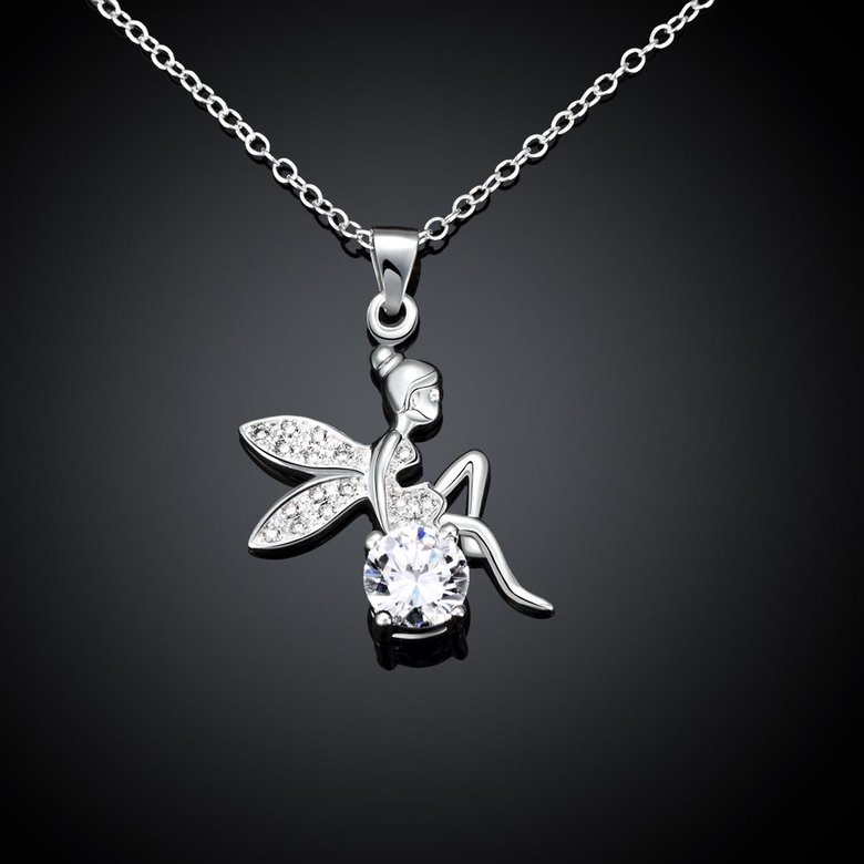 Wholesale Romantic Silver Fairy CZ Necklace TGSPN039 0