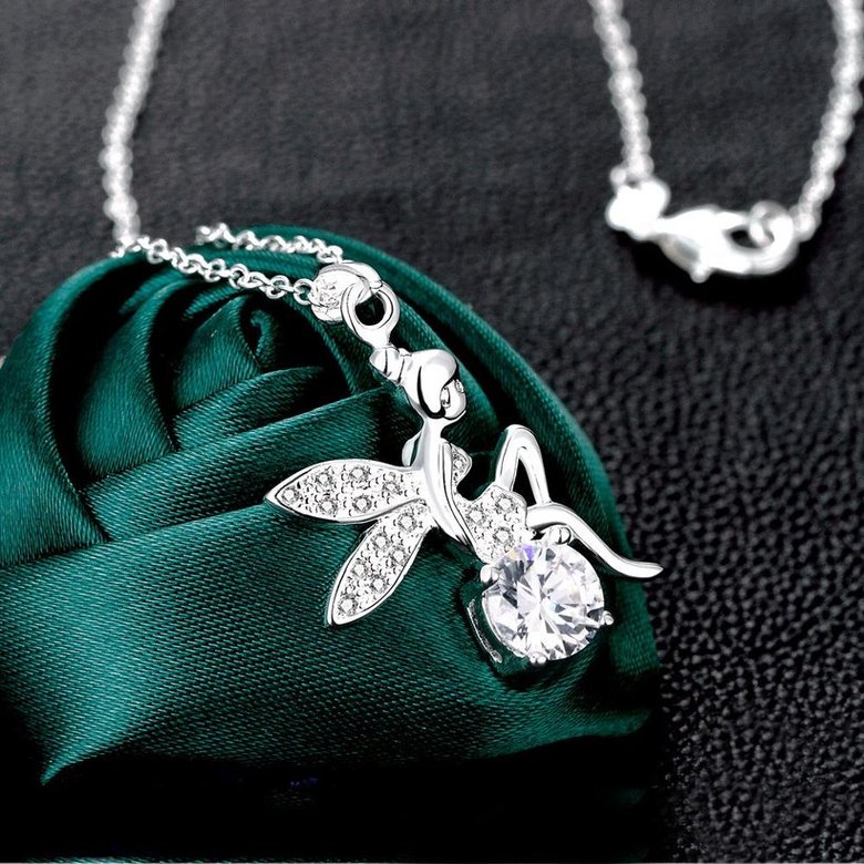 Wholesale Romantic Silver Fairy CZ Necklace TGSPN039 1