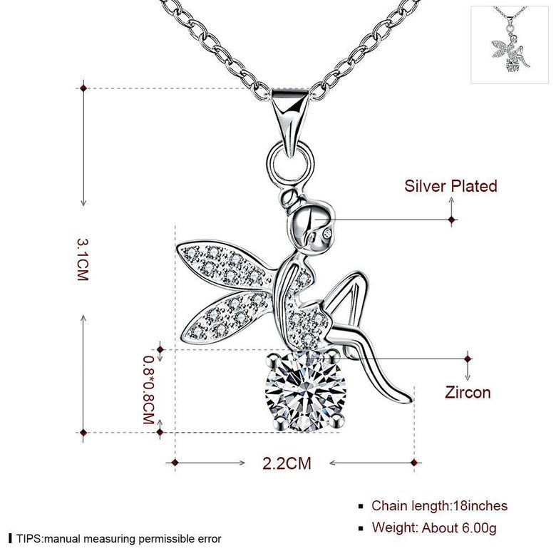 Wholesale Romantic Silver Fairy CZ Necklace TGSPN039 3