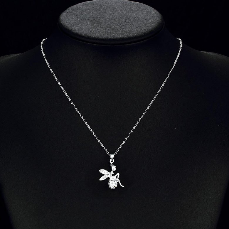 Wholesale Romantic Silver Fairy CZ Necklace TGSPN039 4