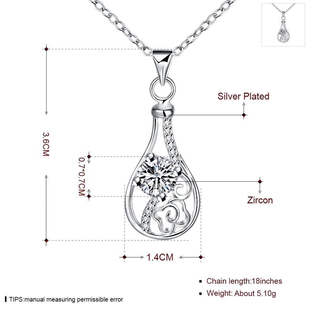 Wholesale Trendy Silver Geometric CZ Necklace TGSPN042 0