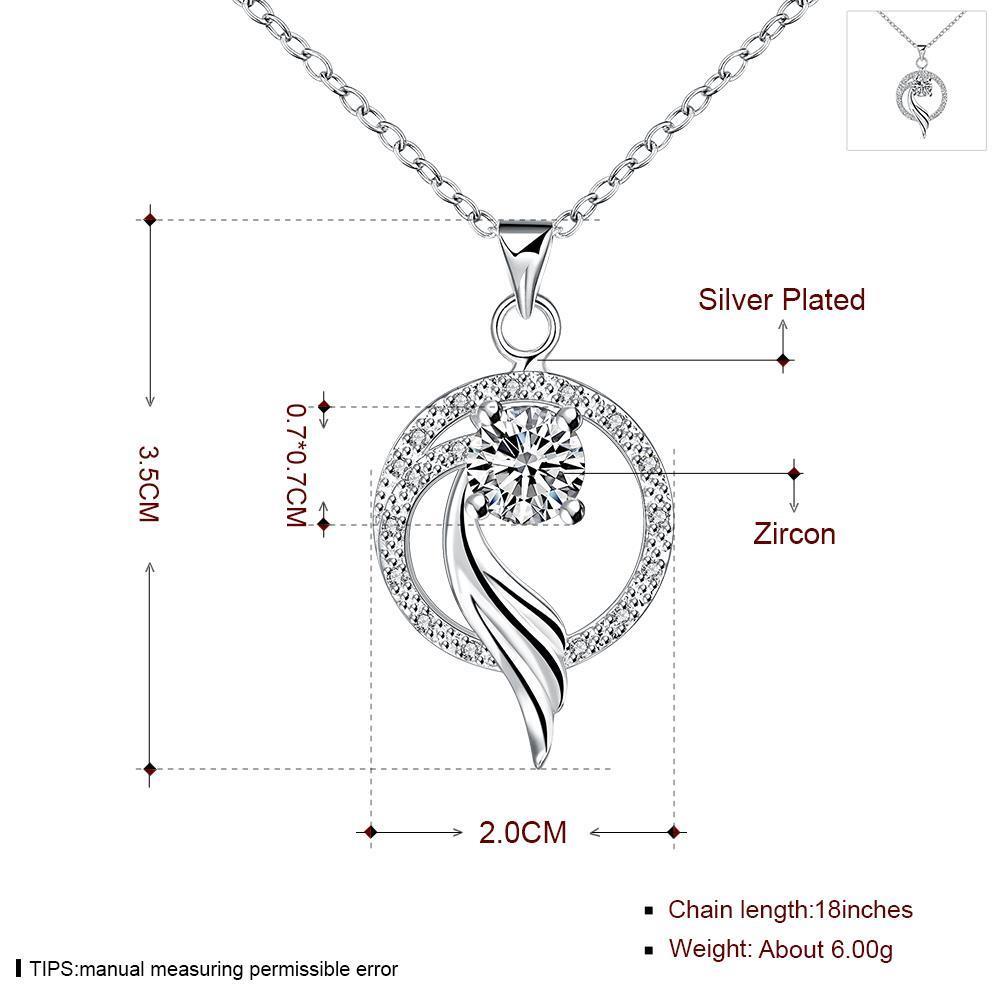 Wholesale Romantic Silver Geometric CZ Necklace TGSPN054 0