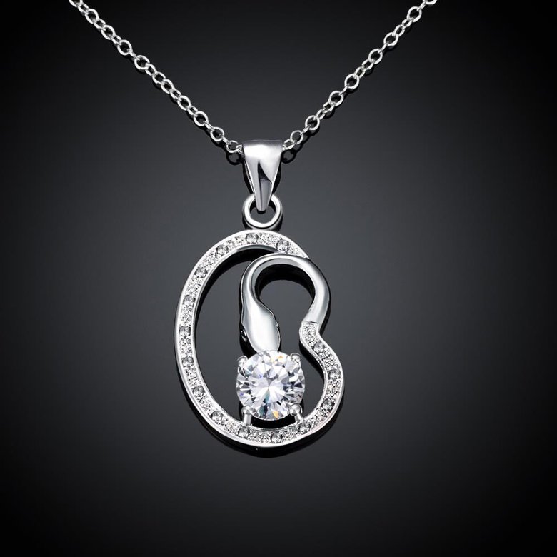 Wholesale Classic Silver Plant CZ Necklace TGSPN057 2