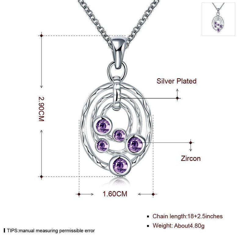 Wholesale Classic Silver Round CZ Necklace TGSPN074 0