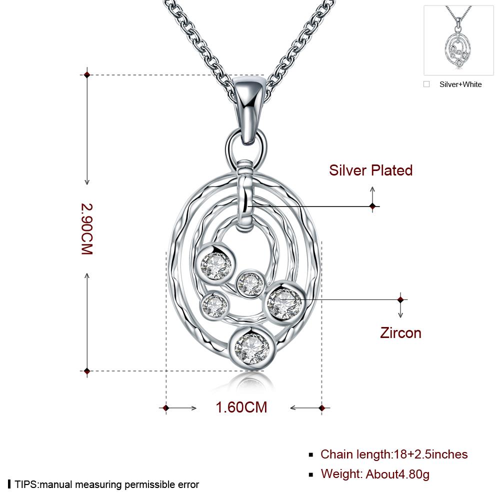 Wholesale Classic Silver Round CZ Necklace TGSPN074 7