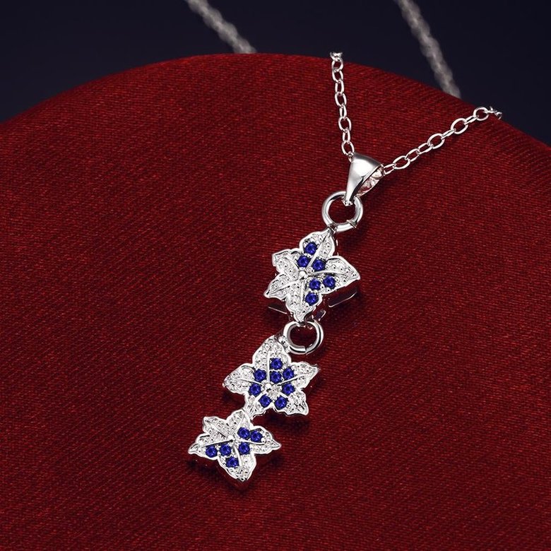 Wholesale Trendy Silver Plant CZ Necklace TGSPN077 2