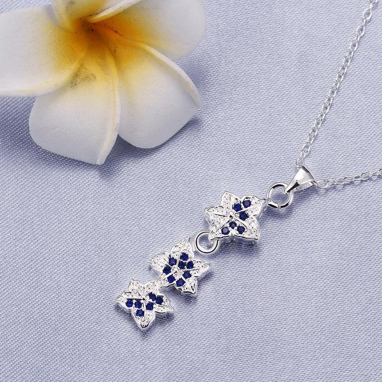 Wholesale Trendy Silver Plant CZ Necklace TGSPN077 3