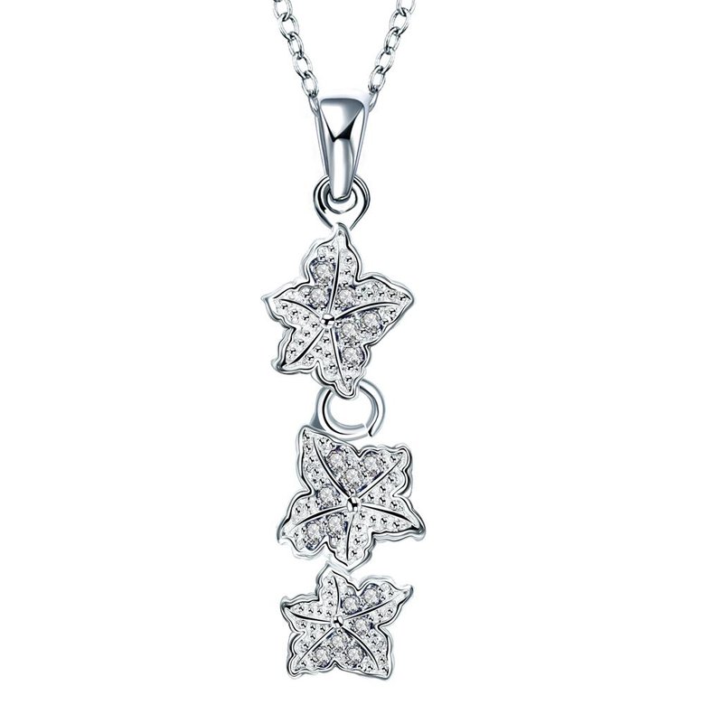 Wholesale Trendy Silver Plant CZ Necklace TGSPN077 4