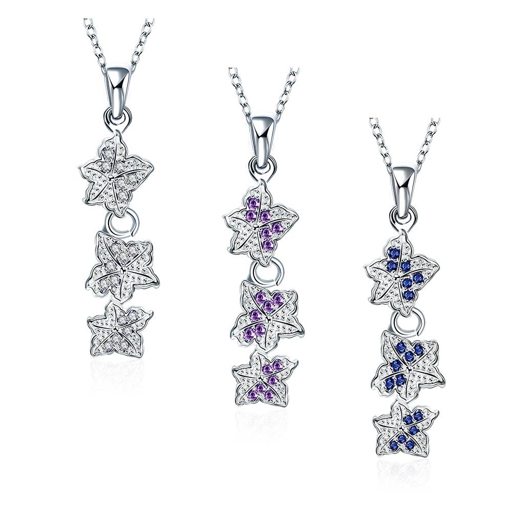 Wholesale Trendy Silver Plant CZ Necklace TGSPN077 5