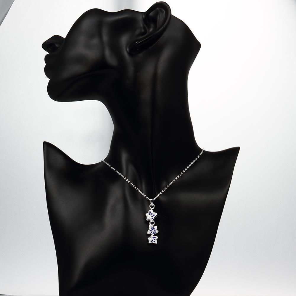 Wholesale Trendy Silver Plant CZ Necklace TGSPN077 6