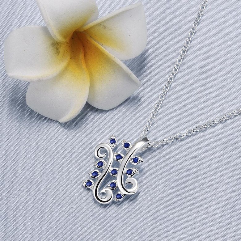 Wholesale Trendy Silver Plant CZ Necklace TGSPN083 3