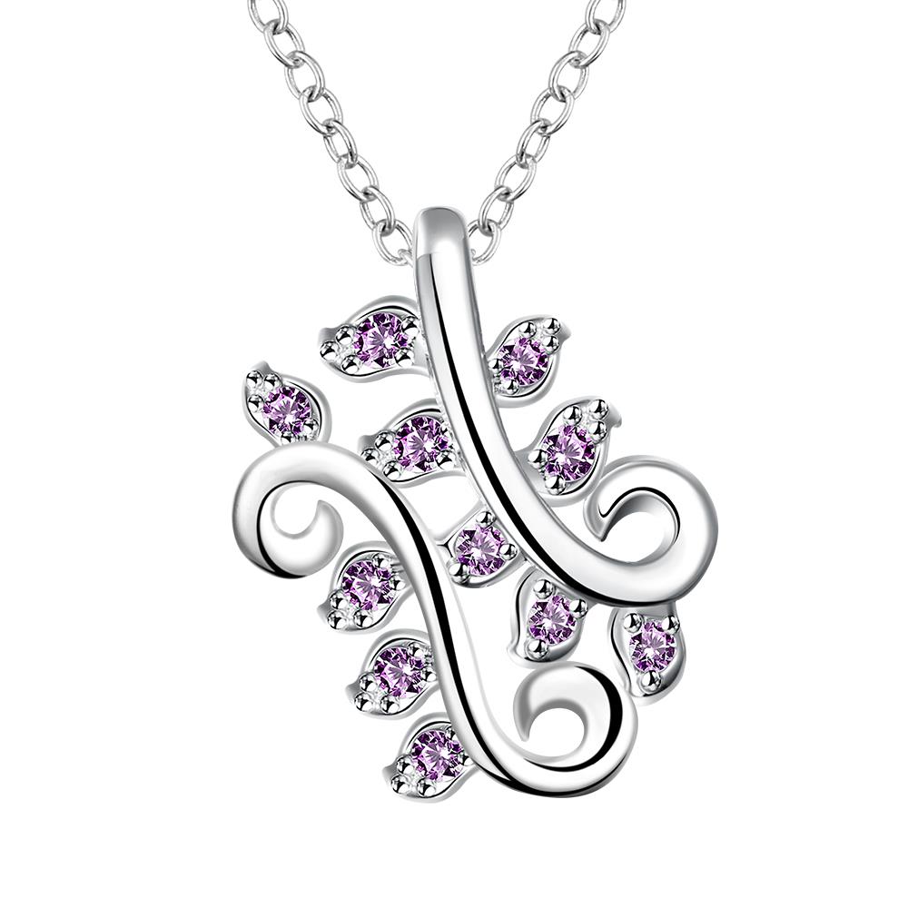 Wholesale Trendy Silver Plant CZ Necklace TGSPN083 5