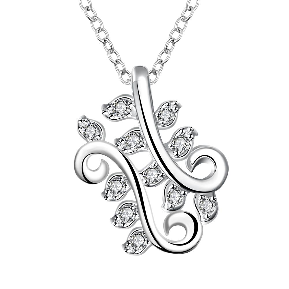 Wholesale Trendy Silver Plant CZ Necklace TGSPN083 6