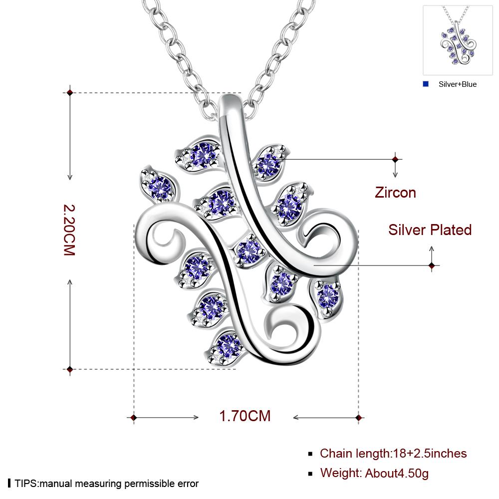 Wholesale Trendy Silver Plant CZ Necklace TGSPN083 7
