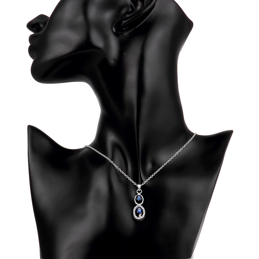 Wholesale Romantic Silver Geometric Glass Necklace TGSPN098 4