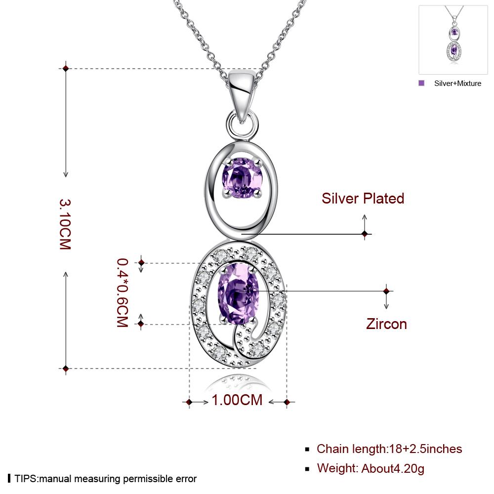 Wholesale Romantic Silver Geometric Glass Necklace TGSPN098 6