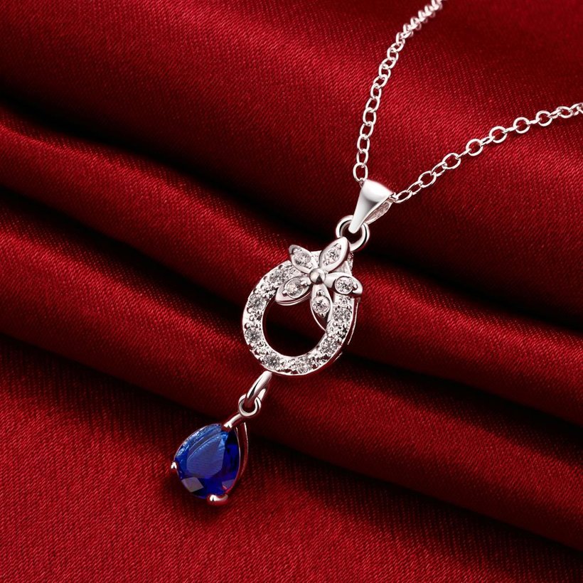 Wholesale Romantic Silver Water Drop Glass Necklace TGSPN102 1