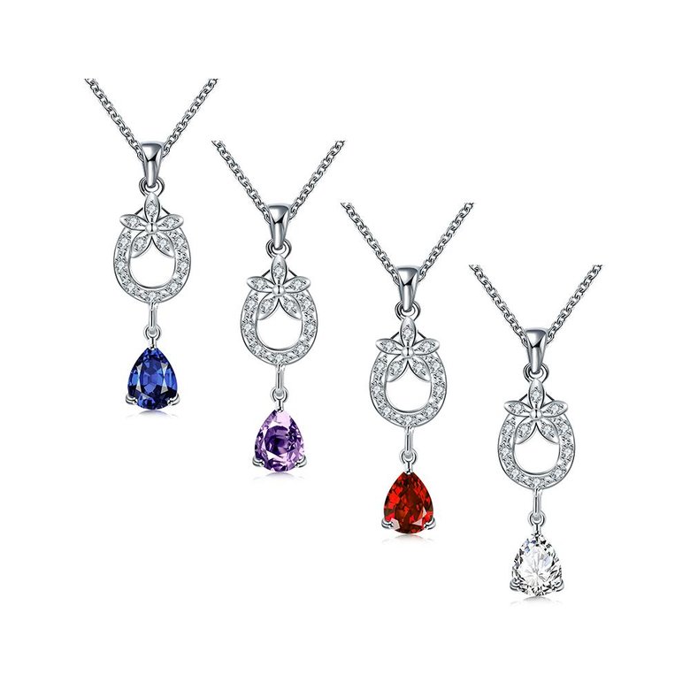 Wholesale Romantic Silver Water Drop Glass Necklace TGSPN102 3