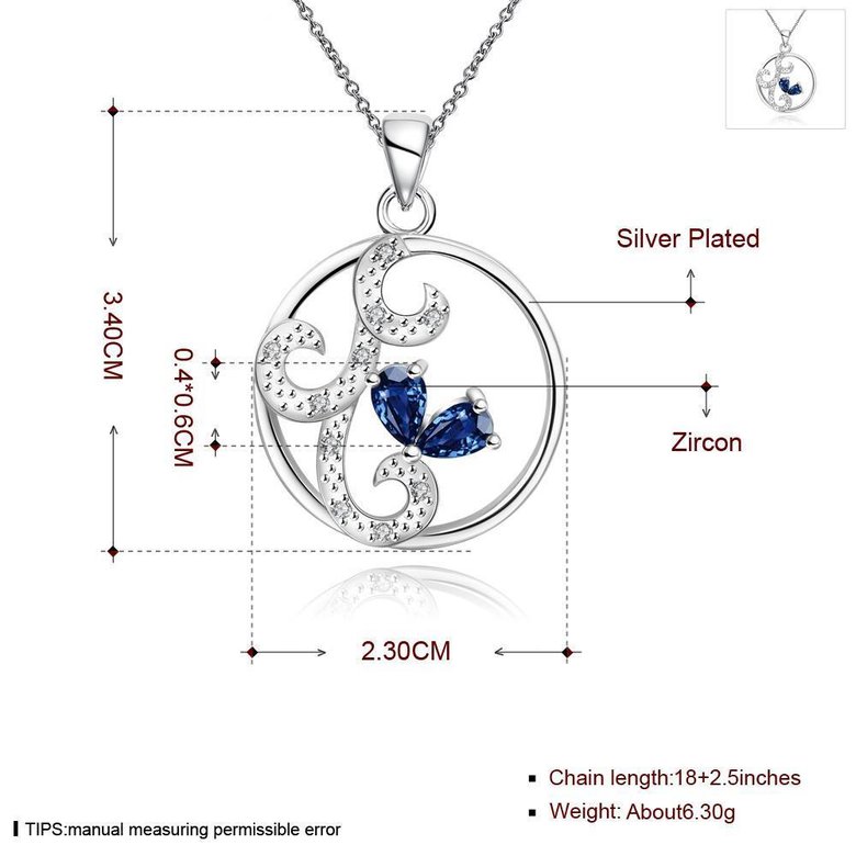 Wholesale Classic Silver Round CZ Necklace TGSPN106 0