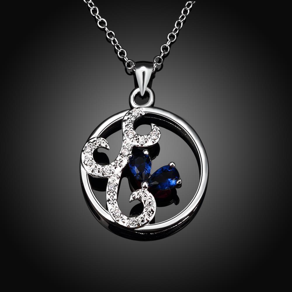 Wholesale Classic Silver Round CZ Necklace TGSPN106 1