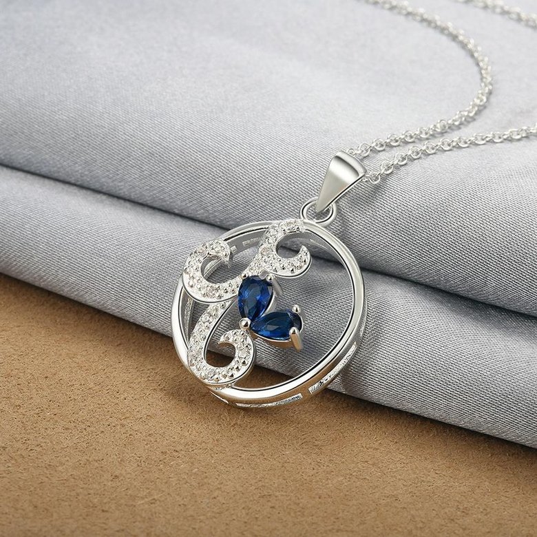 Wholesale Classic Silver Round CZ Necklace TGSPN106 2