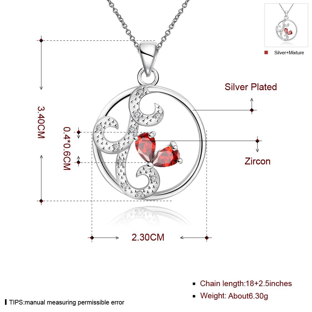 Wholesale Classic Silver Round CZ Necklace TGSPN106 6