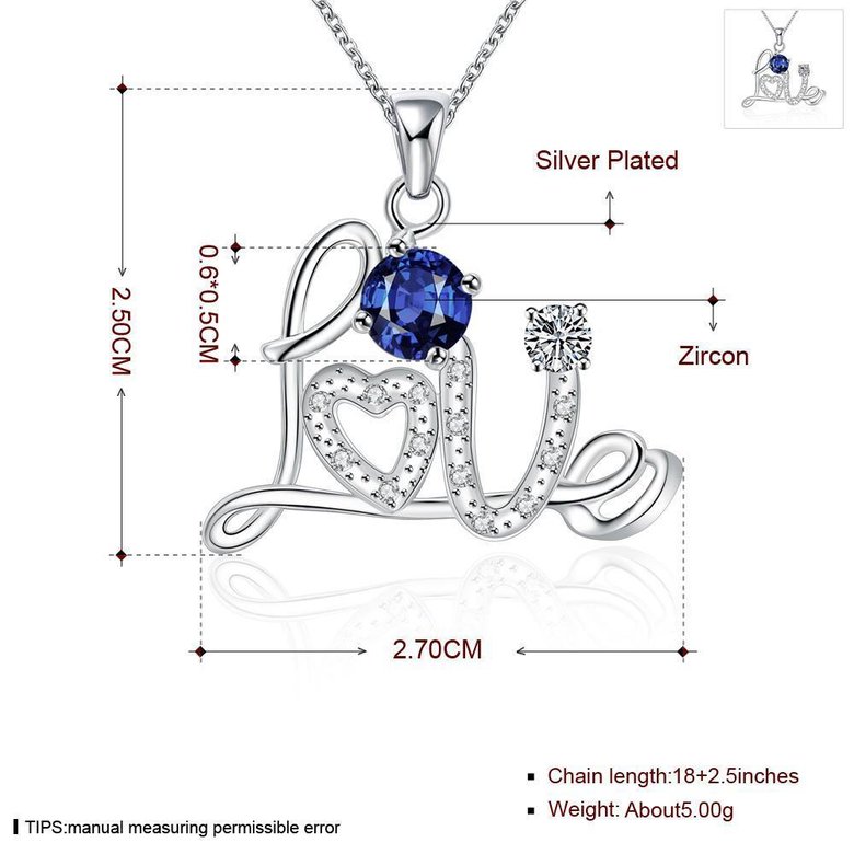 Wholesale Trendy Silver Geometric CZ Necklace TGSPN159 0