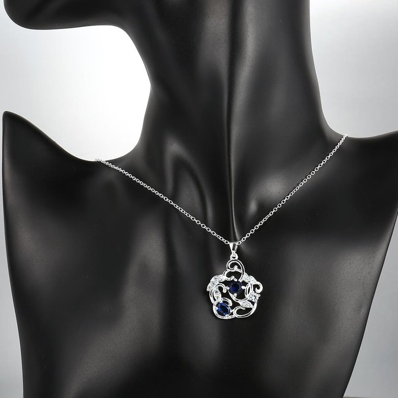 Wholesale Romantic Silver Plant CZ Necklace TGSPN163 3