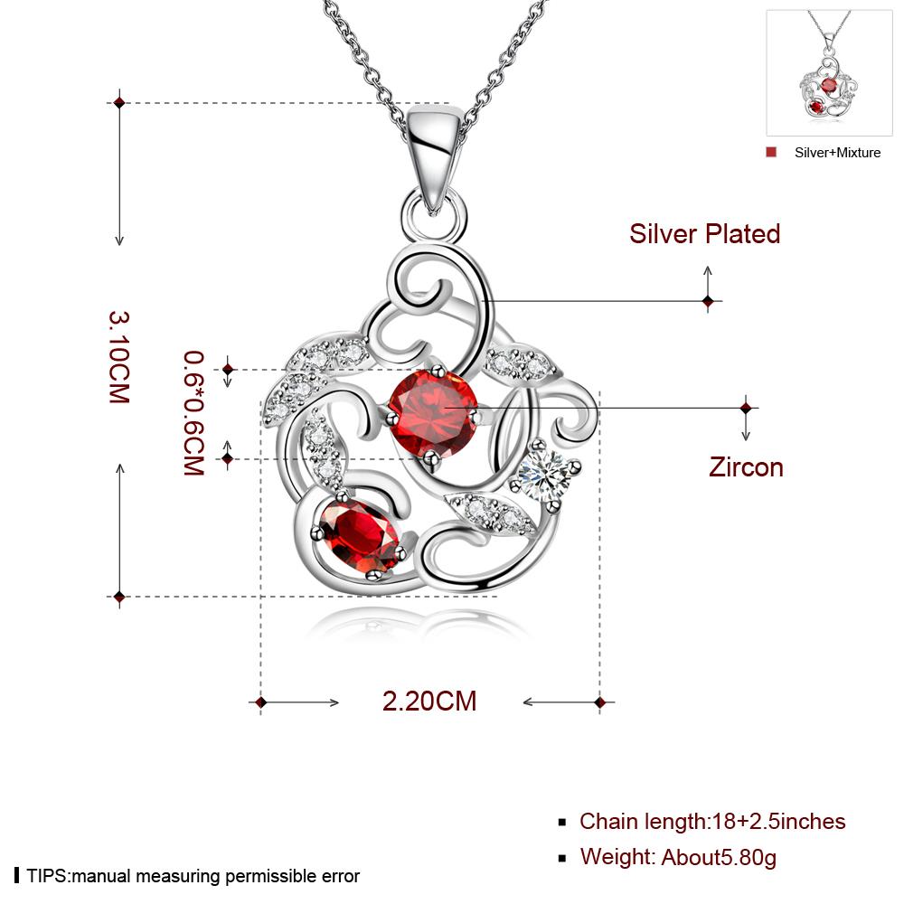 Wholesale Romantic Silver Plant CZ Necklace TGSPN163 5