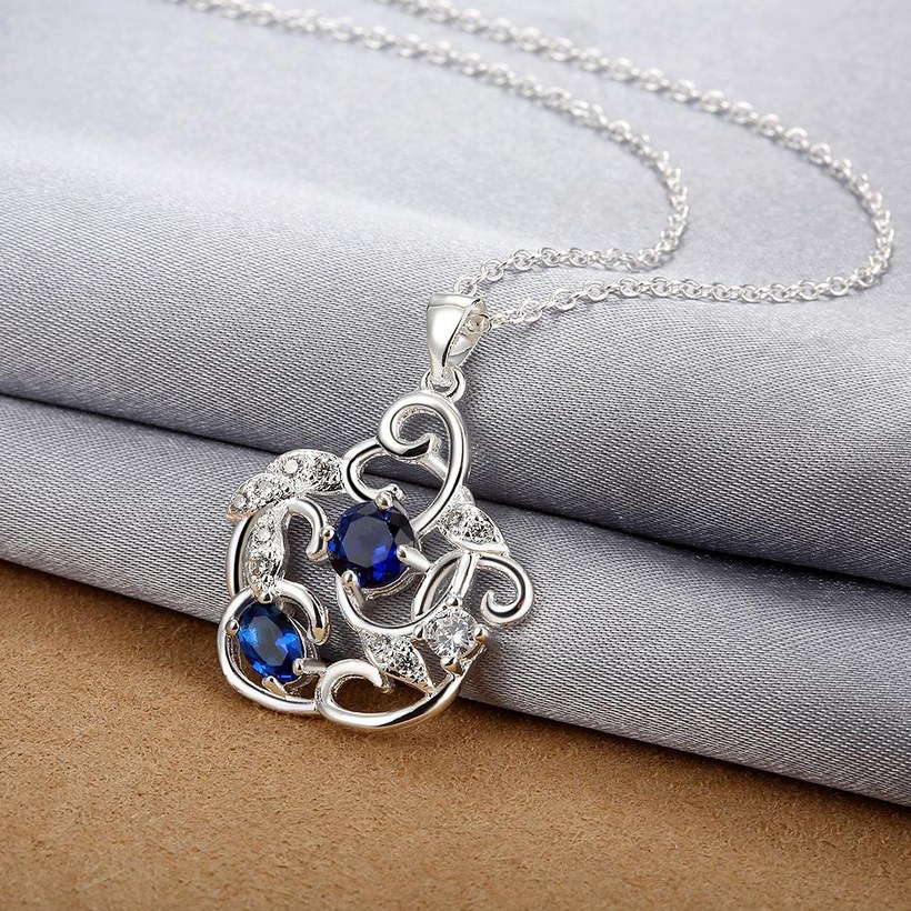 Wholesale Romantic Silver Plant CZ Necklace TGSPN163 6