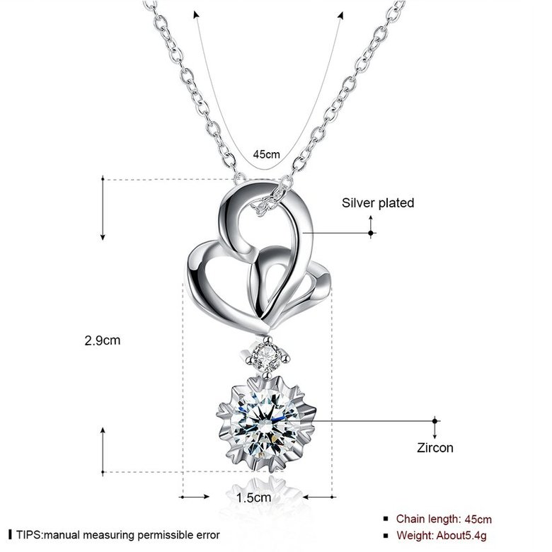Wholesale Trendy Silver White CZ Necklace TGSPN109 0