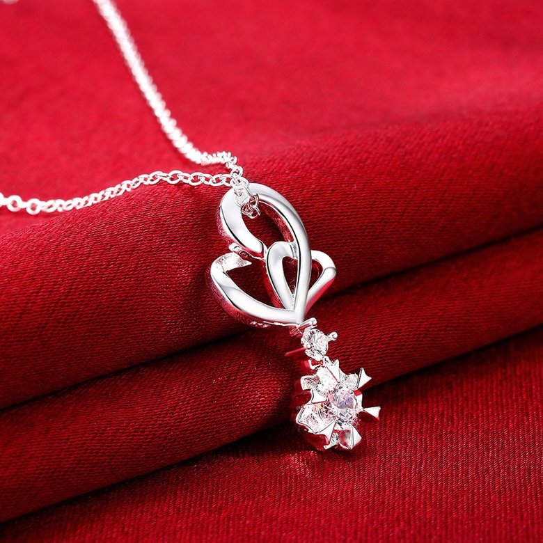 Wholesale Trendy Silver White CZ Necklace TGSPN109 2