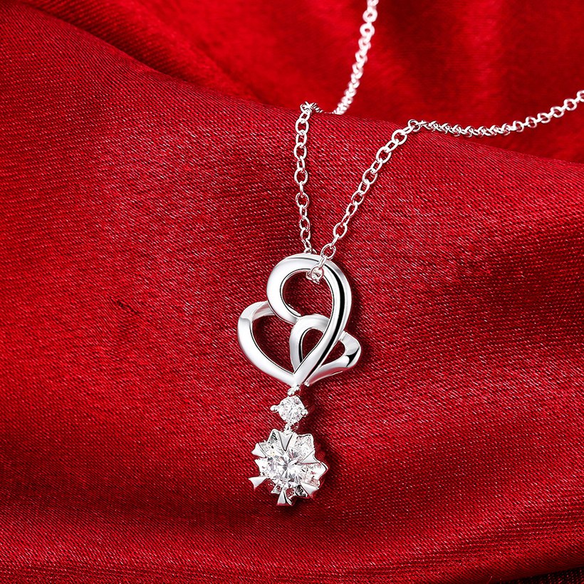 Wholesale Trendy Silver White CZ Necklace TGSPN109 3